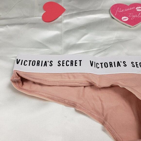 Victoria's Secret Logo Waist Trim Nude Beige Thong - Picture 4 of 4